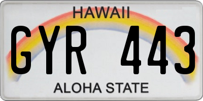 HI license plate GYR443