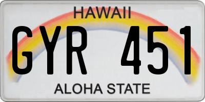 HI license plate GYR451