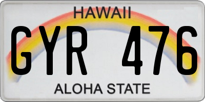 HI license plate GYR476
