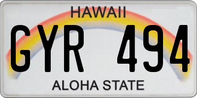 HI license plate GYR494