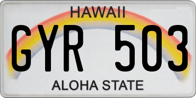 HI license plate GYR503