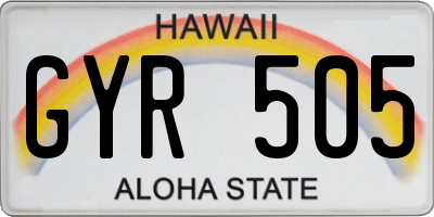 HI license plate GYR505