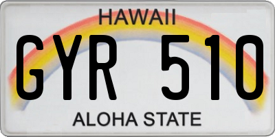 HI license plate GYR510