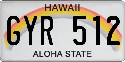 HI license plate GYR512