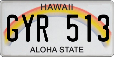 HI license plate GYR513