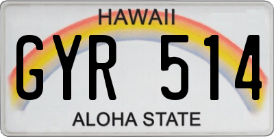 HI license plate GYR514