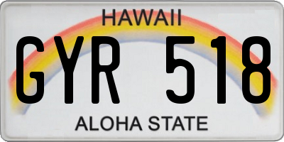 HI license plate GYR518