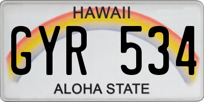 HI license plate GYR534
