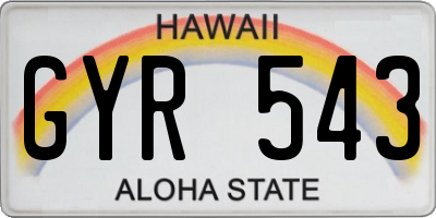 HI license plate GYR543
