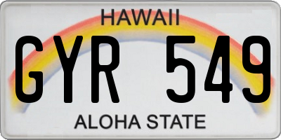 HI license plate GYR549