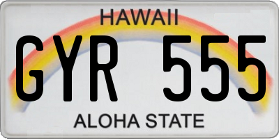 HI license plate GYR555