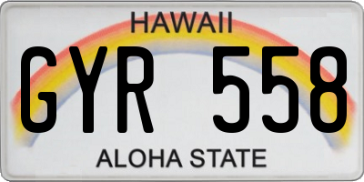 HI license plate GYR558