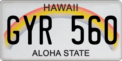 HI license plate GYR560