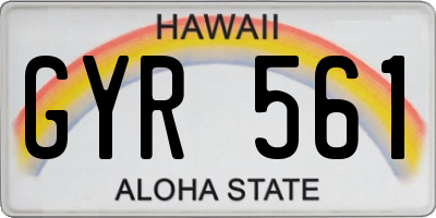 HI license plate GYR561