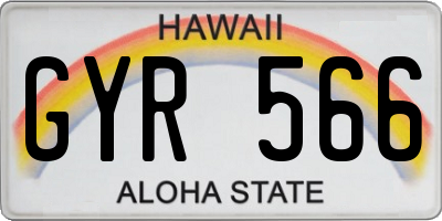HI license plate GYR566