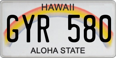 HI license plate GYR580
