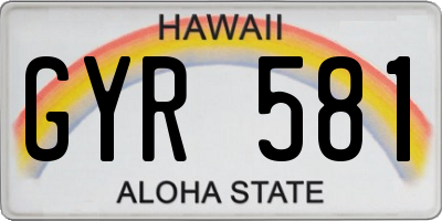 HI license plate GYR581