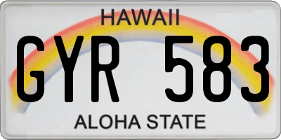 HI license plate GYR583