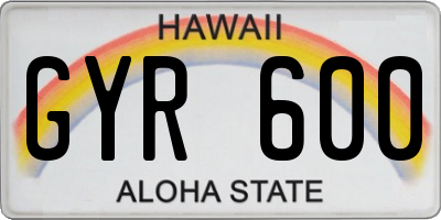 HI license plate GYR600