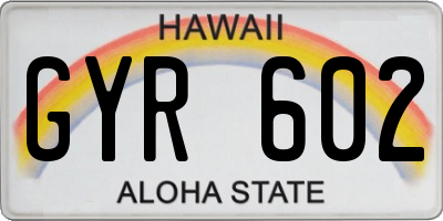 HI license plate GYR602