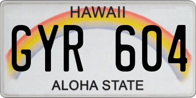 HI license plate GYR604