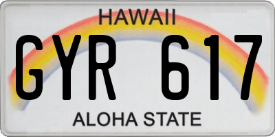 HI license plate GYR617