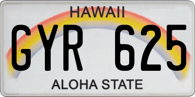 HI license plate GYR625