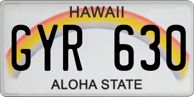 HI license plate GYR630