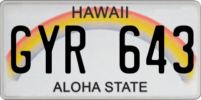 HI license plate GYR643