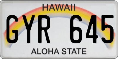 HI license plate GYR645