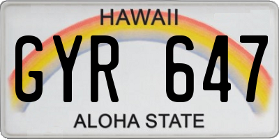 HI license plate GYR647