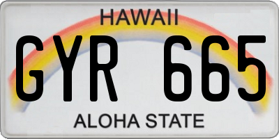 HI license plate GYR665
