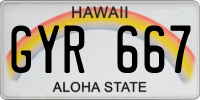 HI license plate GYR667