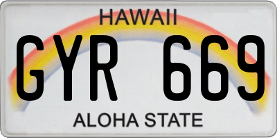 HI license plate GYR669