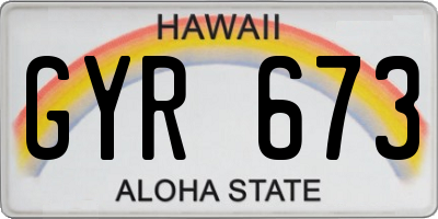 HI license plate GYR673
