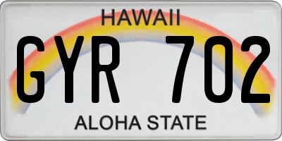 HI license plate GYR702