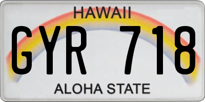 HI license plate GYR718