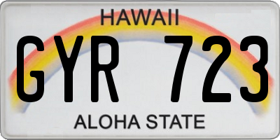 HI license plate GYR723