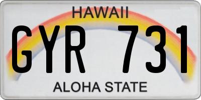 HI license plate GYR731