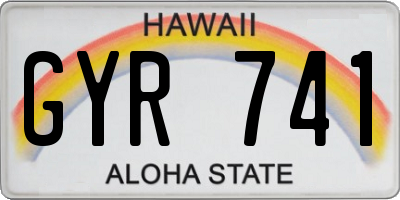 HI license plate GYR741