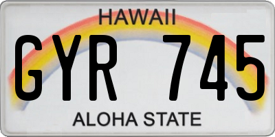 HI license plate GYR745