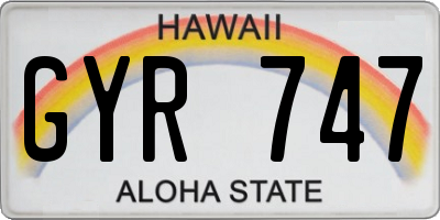 HI license plate GYR747