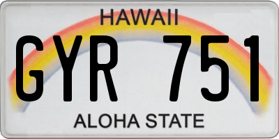 HI license plate GYR751