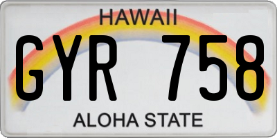 HI license plate GYR758