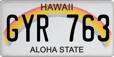 HI license plate GYR763