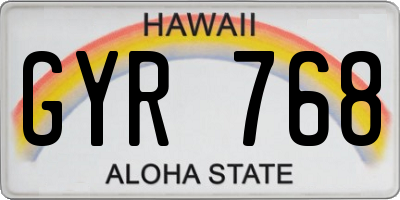 HI license plate GYR768