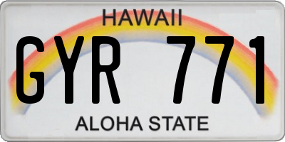 HI license plate GYR771