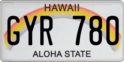 HI license plate GYR780
