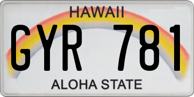 HI license plate GYR781