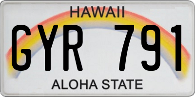 HI license plate GYR791
